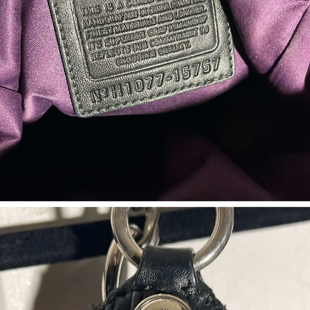 Coach Maggie Madison Signature C’s Shoulder Bag Black Gray, Purple Lining - Picture 6 of 16